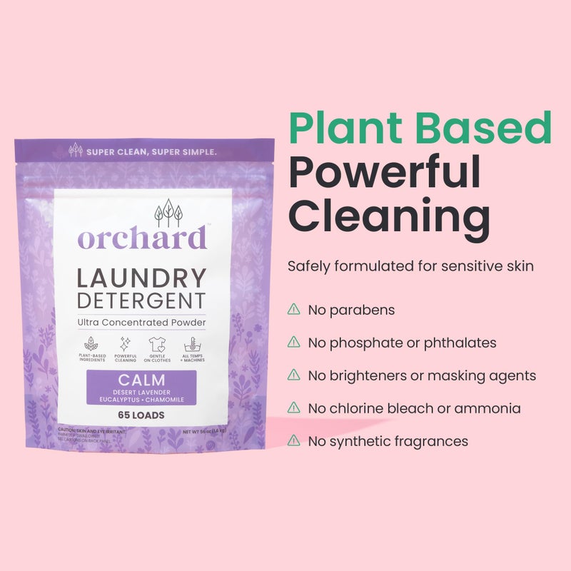 Orchard Laundry Detergent Powder Natural Deep Cleaning Laundry Powder for Sensitive Skin - Lavender Chamomile - Plant Based Effective Ingredients - 65 Loads - Enzyme-Powered, Eco Friendly Detergent - Image 3